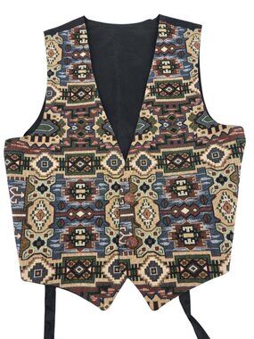 Toby Weston Vintage Tapestry Vest Mens S Southwestern Cowboy Rodeo Made in USA